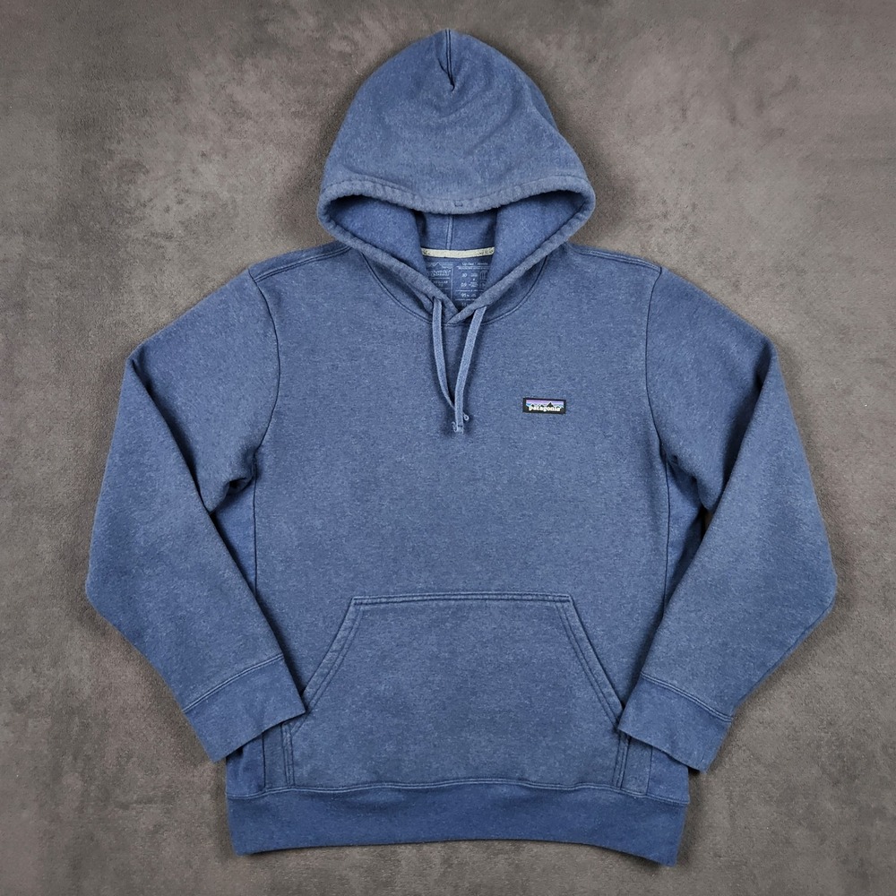 Patagonia P-6 Label Uprisal Hoody Mens Medium Blue Pullover Sweatshirt 39621